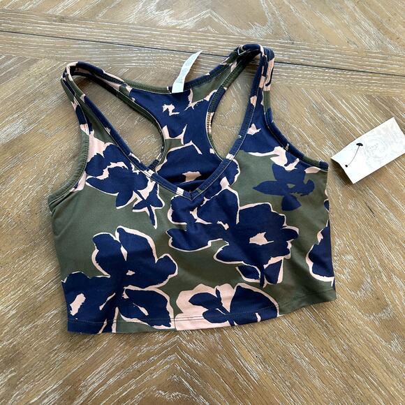 Sage Collective Women´s Olive Floral Athletic Sport Bra Size M - Picture 1 of 7